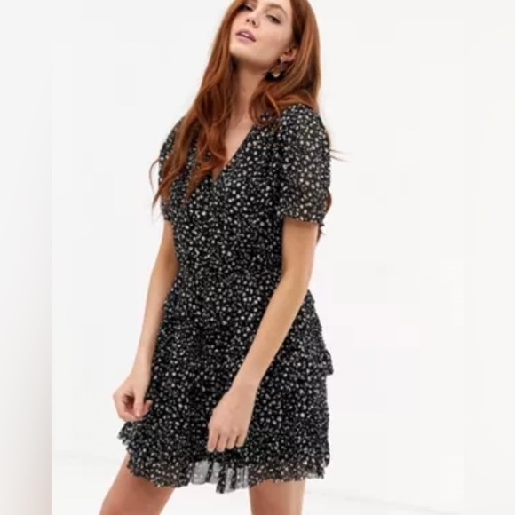 ALL Saints Ilia Pippa Floral Ruffle Tiered Mini Dress - Picture 1 of 12